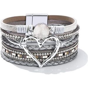 Leather Bracelets For Women Warp Bracelet Stackable Boho Layered Bracelet Chunky